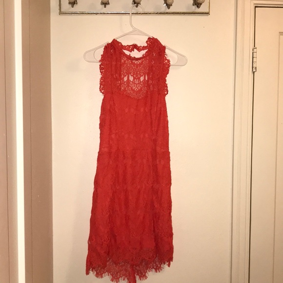 Free People Daydream Lace Dress in Coral - Picture 3 of 4